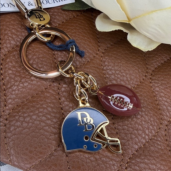 Dooney & Bourke Gold and Blue Football Key Holder - Picture 2 of 2